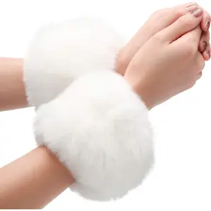 Faux Fur Short Wrist Cuff Winter Fuzzy Wrist Cuff Warmers for Women Girls Favors