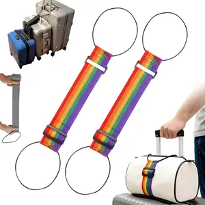 2pack Multi Use Strong Adjustable Luggage Connector Straps For Suitcases Rainbow Luggage Straps Bag Bungee Travel Straps Secure Organize Anti Theft Straps