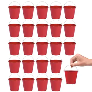 Bulk 48 Pc. Mini Red Metal Pails