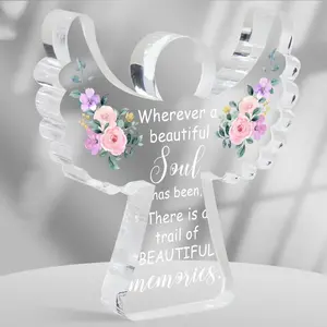 Sympathy Gifts, Angel Acrylic Memorial Bereavement Sign Gift, Grieving Gift, Remembrance Grief Dandelion Theme Gifts for Loss of Loved One, Sympathy Sign for Home Living Room Table Centerpiece Decor
