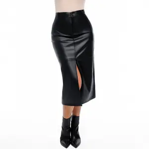 Popilush Sculpted Faux Leather Contour Skirt Clothes Mesh-LIVE Compression Stretch