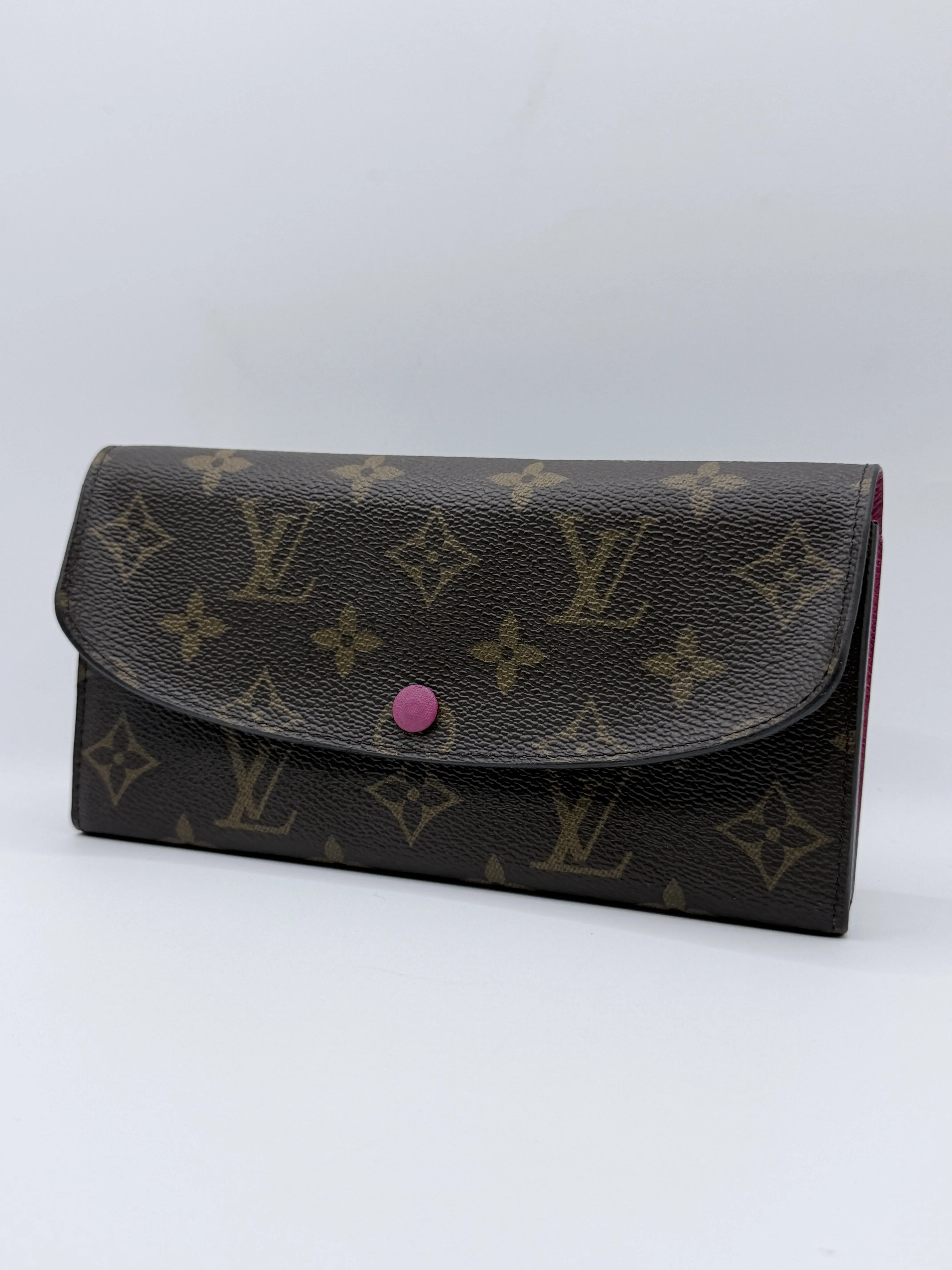 Pre-owned Louis Vuitton Canvas Envelope Wallet Monogram Emilie Wallet Fuchsia Pink Envelope Long Clutch SH518LV