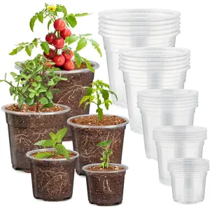 30 Pack 7/6/5/4/3 Inch Clear  Pots for , Flexible Plastic  Pots with Drainage Holes, Transparent Seed Starter Pots Variety Pack for , Seedlings, , Vegetable