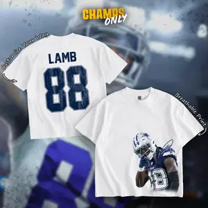 CHAMPS ONLY CeeDee Lamb Signature Heavy Cotton Tshirt For Football Cowboy Fans Menswear Outfit, Gameday Shirt, Direct To Garment Breathable Print