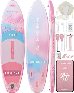 [Spring Glow Up] 10'6''x33''Inflatable Stand Up Paddle Board, 400lbs Extra Wide Stand Up Paddleboard with Kayak Seat, Anti-Slip EVA Deck Premium SUP Accessories Kit, Non-Slip Stable Deck Boat for Yoga Fishing Surf