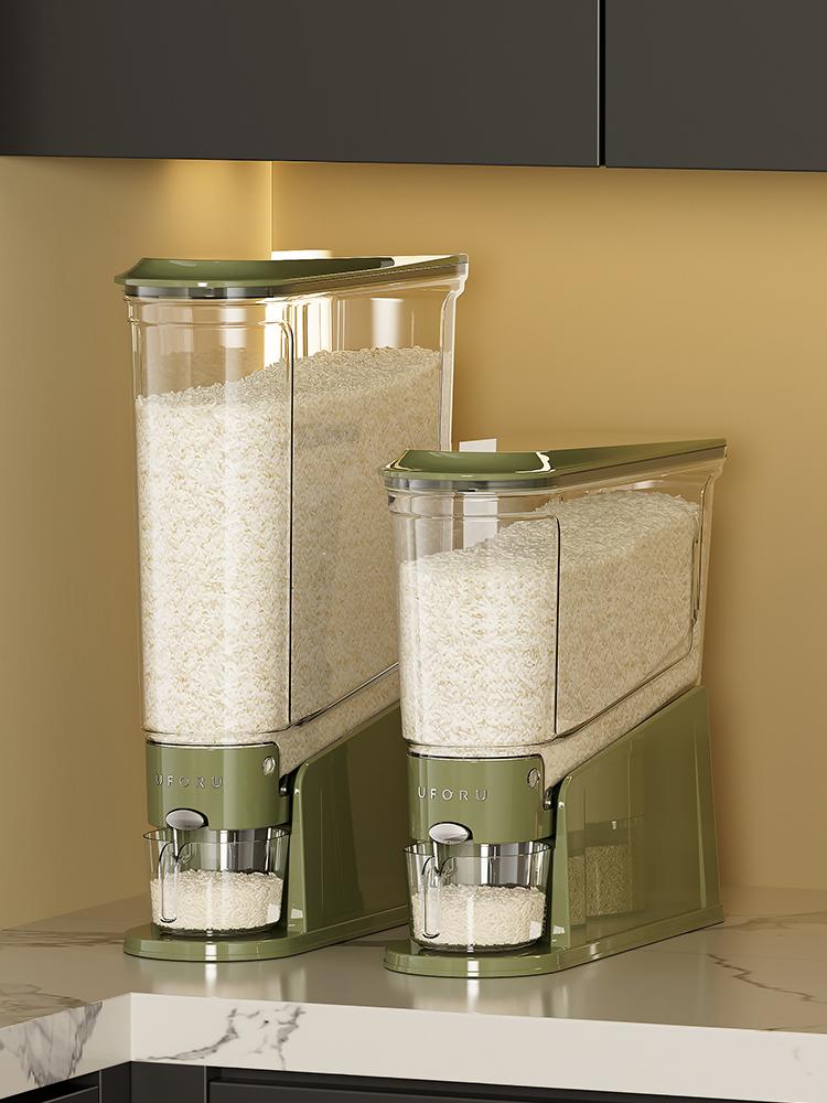 UFORU Rice Dispenser 22lb, Slim Rice Storage Container for Small Spaces, BPA-Free Clear Dry Food Dispenser Sealed Moisture-Proof, Utensils Airtight,Grains & Cereals Storage Bucket for Kitchen Pantry Home Use, Cream Color UFORU Rice Dispenser 22lb, Slim Rice Storage Container for Small Spaces, BPA-Free Clear Dry Food Dispenser Sealed Moisture-Proof, Utensils Airtight,Grains & Cereals Storage Bucket for Kitchen Pantry Home Use, Cream Color