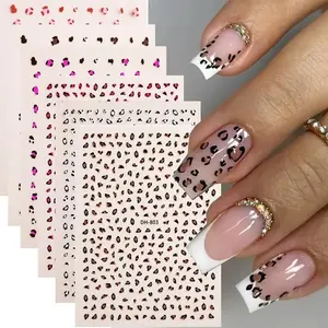 6 Pcs Leopard Nail Art Stickers, Cow Zebra Animal Designs, 3D Self-Adhesive Nail Decals for DIY Manicure