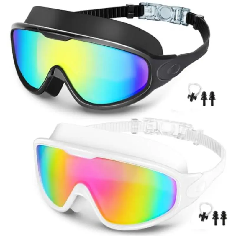 Adult Unisex Swim Goggles 2-Pack, Anti-Fog UV Protection, Leak-Proof, 180° Wide Angle Clear Vision, Pool Swimming Goggles, Water Goggles, Mirrored Goggles, Cool Swimming Goggles, swim goggles set, Swimming Accessories