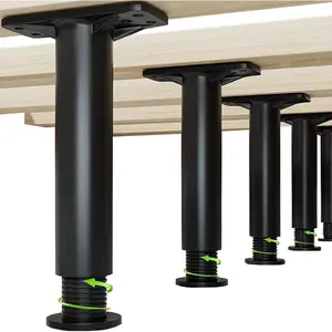 4 count Bed Frame Support  Adjustable Black, Heavy Duty Furniture Slat Reinforcement  for Bed Sofa Couch, Universal Bed Frame Replacement  with EVA Pads (7.87-13.78in)