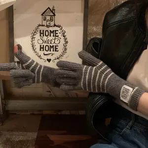 Windproof Thermal Gloves - Touchscreen Winter Cycling Gloves with Extended Long Length, Thickened & Solid/Separate-Finger Design for Smartphone Use, Skiing, Commuting (Cute Warm Gloves)