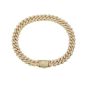 【2pcs Set】18K Vacuum-gold Plated 8mm Miami Cuban Link Chain Hip Hop Jewelry Set Necklace and Bracelet with Full 5A+ Canada Zircon CZ Fashionable Accessory Valentines Birthday Gift for GF unisex Monaco Mexico & Micro Promise chains For Husband Boyfriend