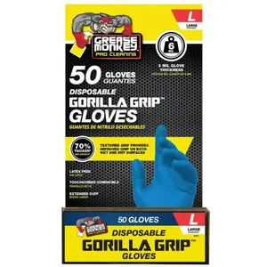 Grease Monkey Pro Cleaning, Disposable Nitrile Gloves, Blue, 50 Count, Traction Grip, Male XL