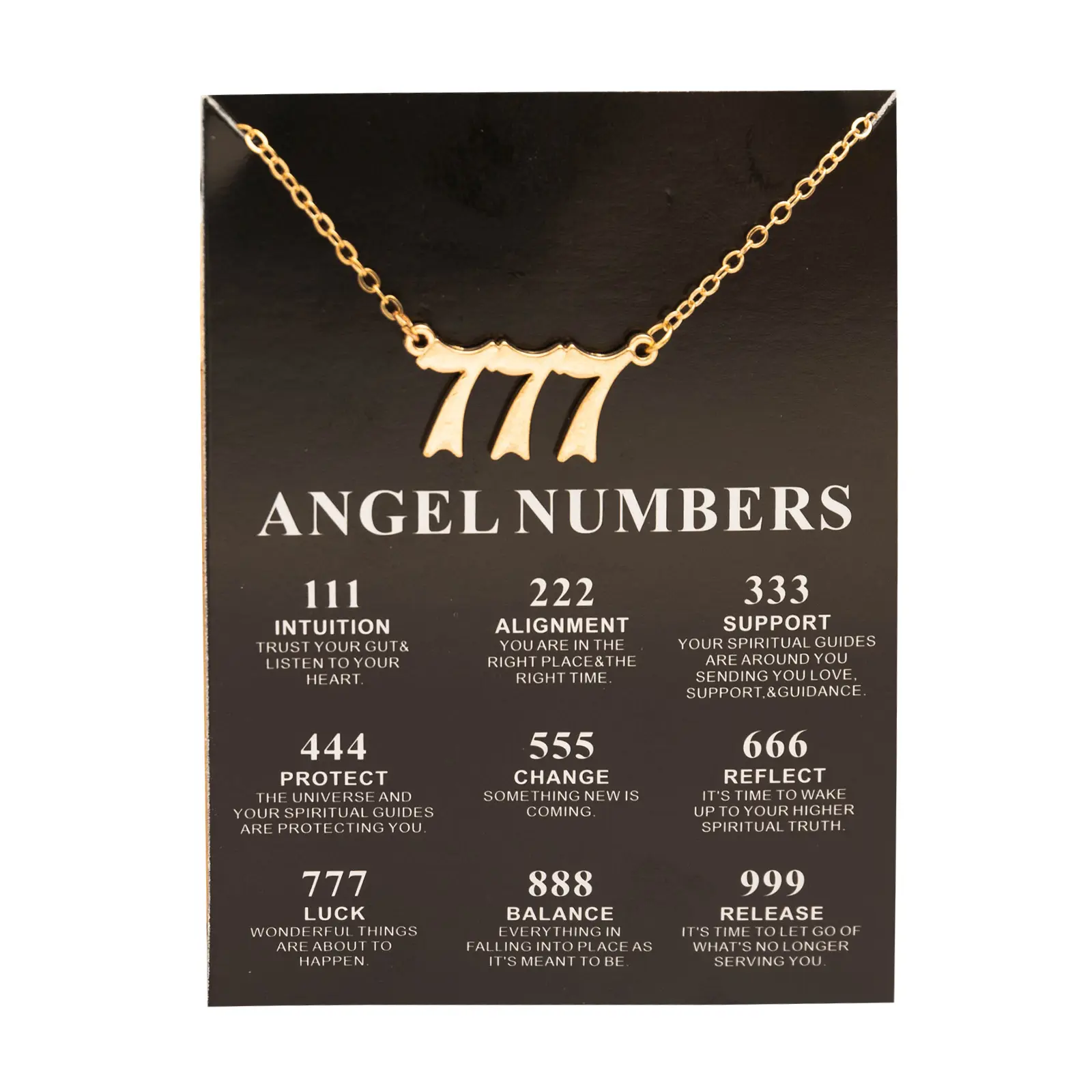 New Trendy Fashion Alloy Gold Color Lucky Angel Numbers Wish 777 Pendant Necklace for Women Girl Gift Birthday Jewelry