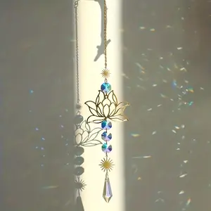 Lotus Pendant Crystal Sun Catcher Wind Chime, Geometric Floral Arrangements, Wedding Party Decor, Home Decoration, Car Hanging Ornament, Outdoor Photo Prop