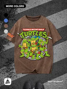 Ninja Turtle Heroes in a Half Shell Graphic T-Shirt, 100% Cotton, Loose-Fit, Casual Style, Unisex, Breathable, Trendy Short Sleeve