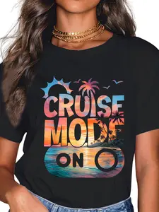 100% Cotton Cruise Mode On Cruise Tropical Sunset Family T-Shirt