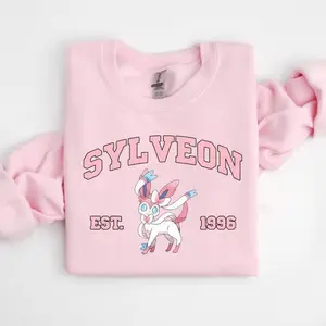 Sylveon T-Shirt, Sweatshirt, Hoodie, Pkm Characters Shirt, Anime Shirt, Unisex Sweater Pullover Tee, Gift for Anime Lovers