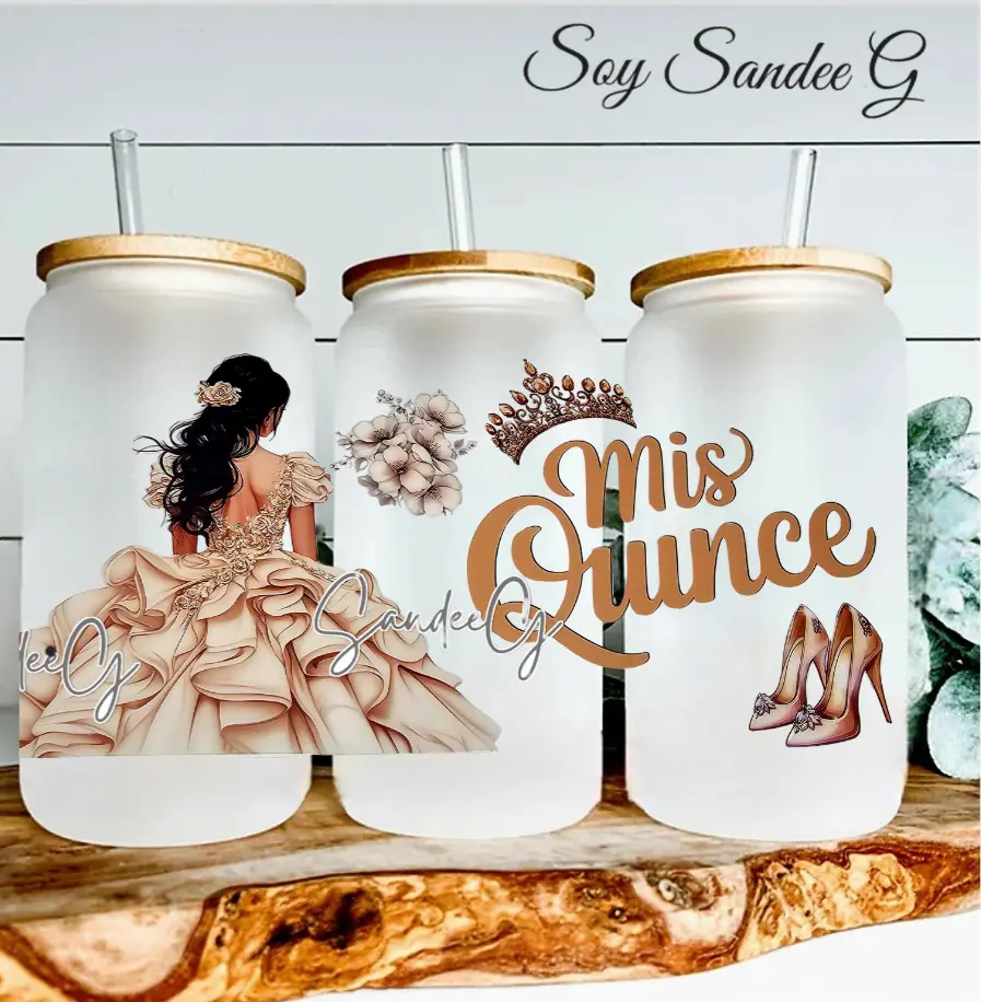 Mis Quince Beige - UVDTF Wrap for cups/hard surfaces sticker.