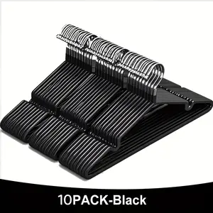 10 Piece Anti-Slip Clothes Hangers, Slot Design for Bedroom Closet Hanging Clothes, Drying Clothes, No Ca Prop 65 Warning