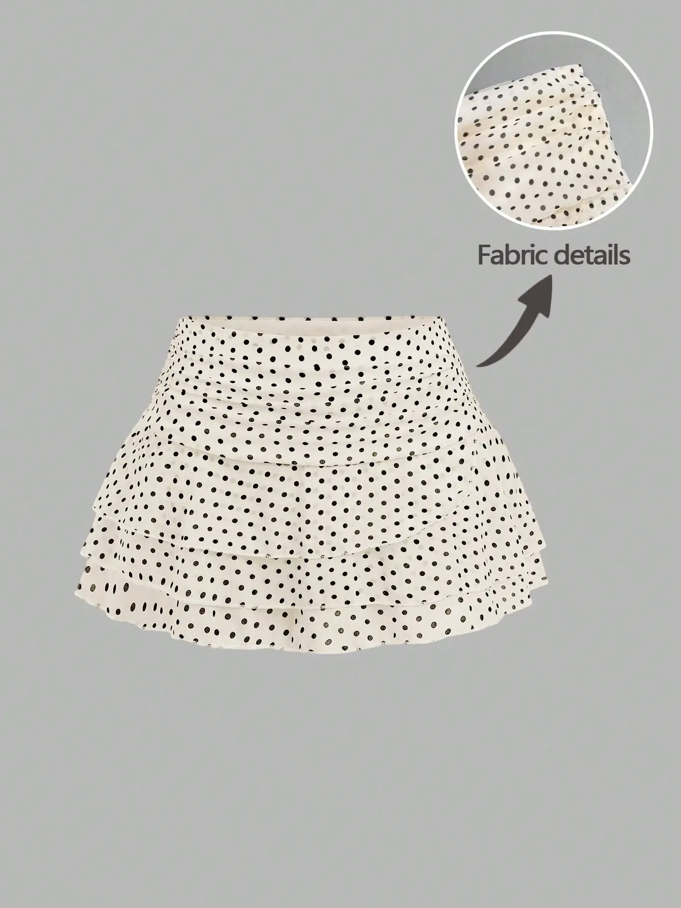 VYNCE Women's Pleated Elegant Multi-Layer Cake A-Line Mini Skirt Brown And White Polka Dot Sweet Summer Style Retro Inspired Cute Going Out Skirt