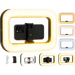 Smartphone Video Rig LED Ring Light, Rechargeable Handheld Phone Video Stabilizer, 8000mAh Built-in  for Recording & Streaming, Camera, YouTube, , Makeup,
