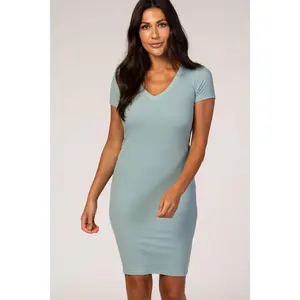 Dusty Mint Ribbed Dress