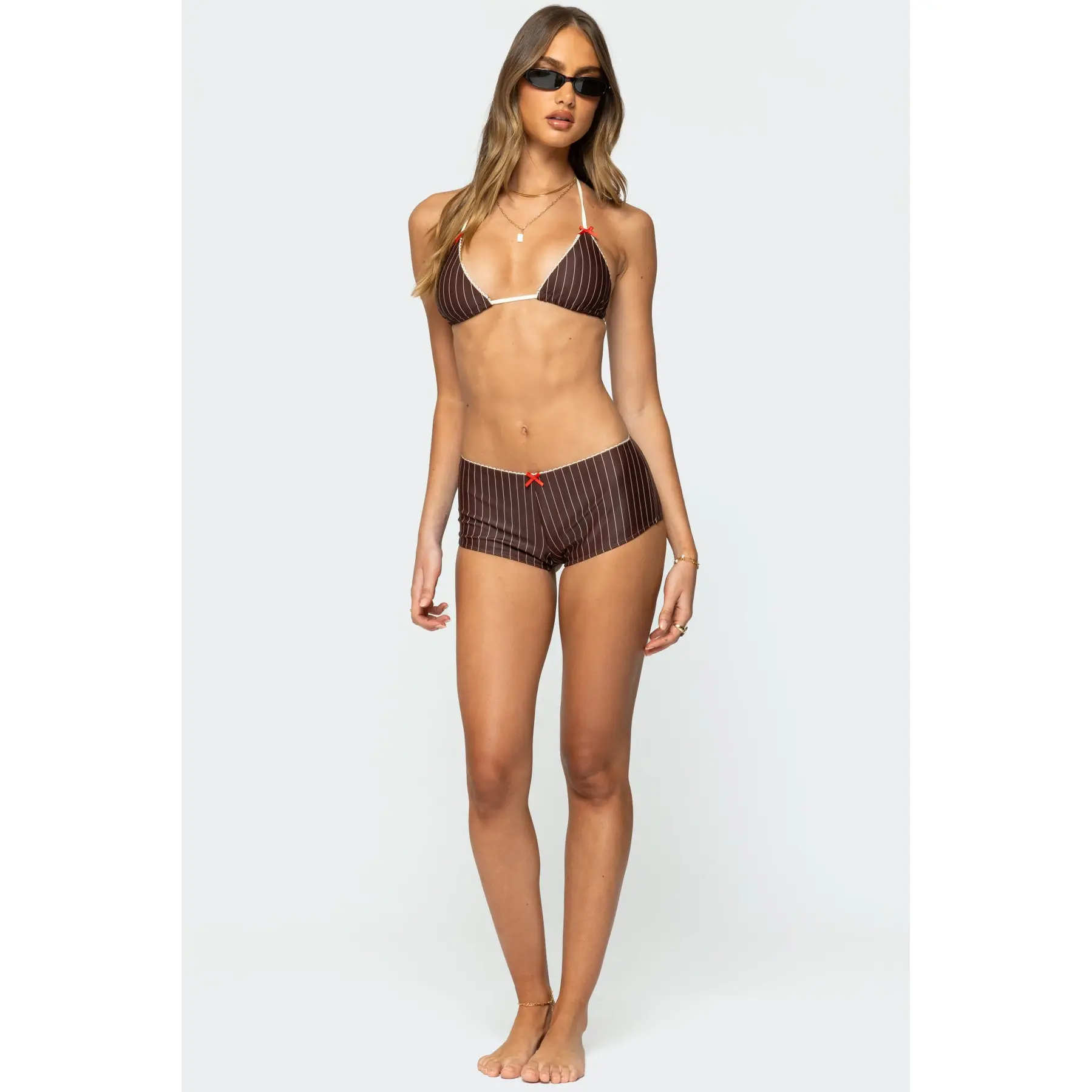 Pinstripe Boyshort Bikini Bottom Pinstripe Boyshort Bikini Bottom