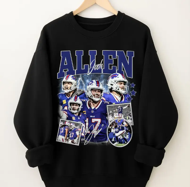 Vintage Josh Allen Sweatshirt – 90s Buffalo Football Fan Crewneck, Retro Game Day Gift