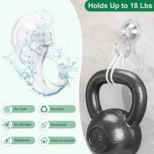 4 Pack Wreath Hangers for Front Door, Extra Large Suction Cup Hooks, Heavy Duty 1.9" Hooks for Easter Garland, No Tools No Damage Wreath Holder for Glass Windows Shower, Hold Up to 18 Lbs
