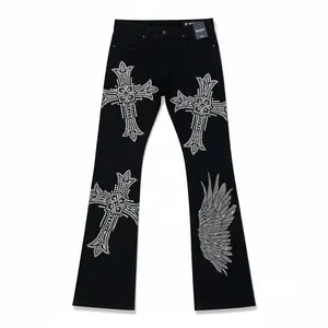 Kloud9 'Cross' Rhinestone Stacked Denim (Jet Black) P25352