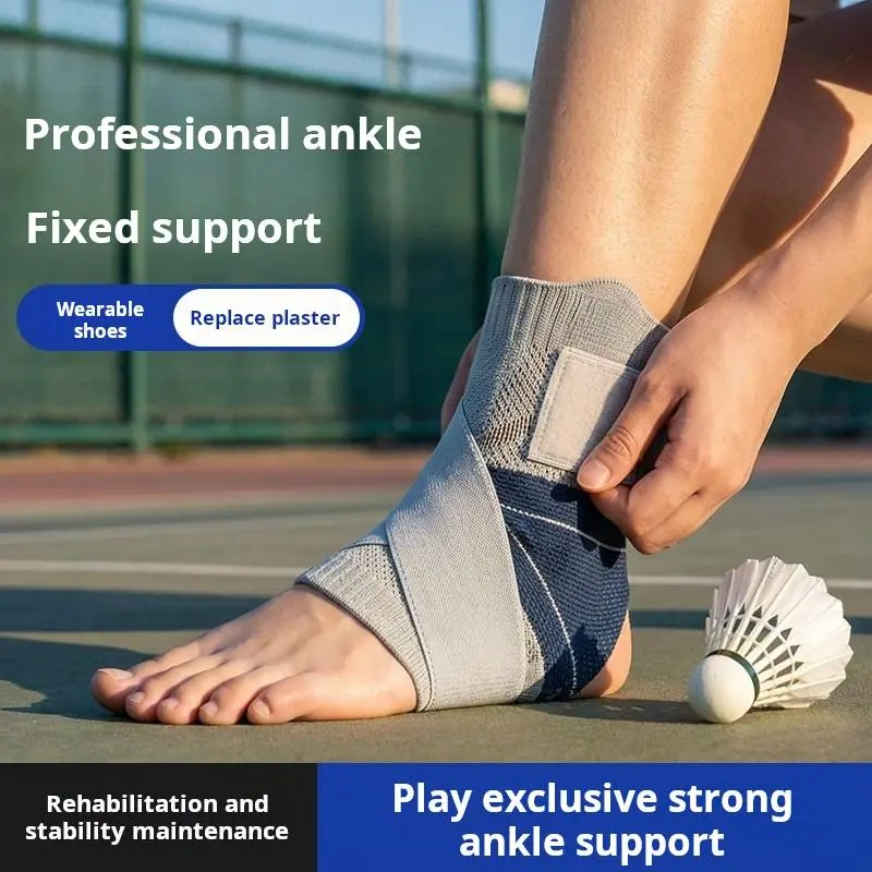 2-Piece Adjustable Compression Ankle Brace Set, Breathable Ankle Wrap Stabilizer for Fitness, Badminton, Men & Women Sports Support