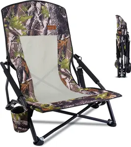 Hunting Chair Folding Outdoor Hunting Chair with Cup Holder, Breathable Mesh Design for All-Day Comfort Portable with Carry Strap Compact & Heavy-Duty Ideal for Hunting, Travel & Picnic