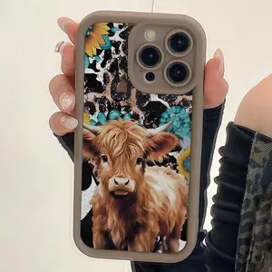 Cute Cow Pattern Phone Case, TPU Decorative Phone Protector Cover, Phone Compatible with iPhone 17 Pro Max Plus Air/16/15/14/13/12/11
