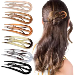 6PCS French Hair Pins for Women, Tortoise Shell French Pins Hair, Large Hair Styling Pins for Thin Thick Hair, 3 Internal Teeth Hair Sticks, Lialys Hair Pin for Buns, French Twist Pin Wavy U Shaped