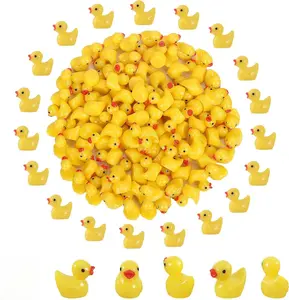 130Pcs Mini Resin Ducks,Miniature Figures Fairy Garden Duck,Tiny Resin Duck for Home Hide Prank Game Dollhouse Decor Aquarium Potted Miniature Landscape Ornament (130Pcs Yellow)