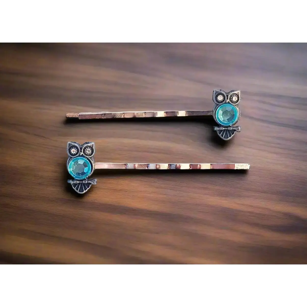 Blue Green Owl Hair Pins - Boho-Bobby Pins for Women