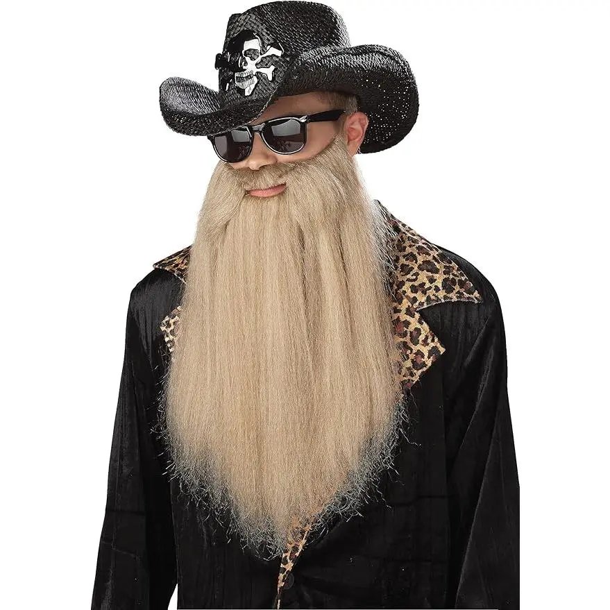 Blonde 80s Blues Rocker Costume Beard and Moustache