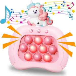 Fast Push Game, Pop Bubble Fidget Toy Quick Push Light Up Popping Game Toys for Ages 4-12, for Boys & Girls & Teens Stocking Stuffer Ideas, Pink