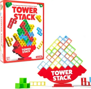 Balance Stack Game - Family Toy for Kids & Adults, Building Game Night Activity with 44 Cards, 32 Blocks, 1 Body, 1 Stand & Instructions