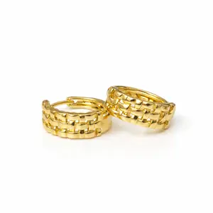 DIDIRAY 14K gold plated Chunky  HEarrings for women, with a Braided Design. Hypoallergenic, small and lightweight.