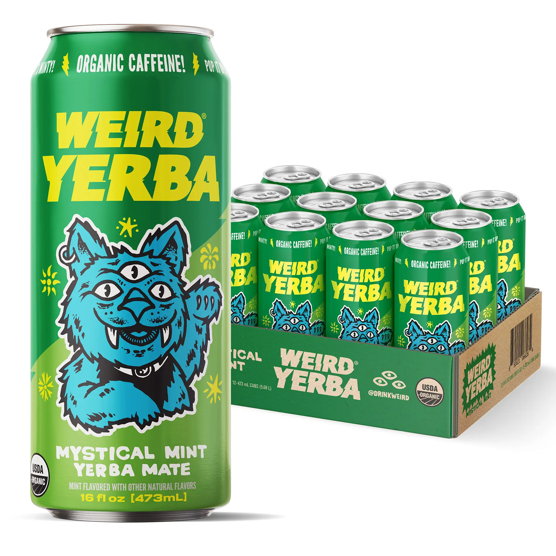Organic Mystical Mint Yerba Mate Energy Drinks 12pk 16oz Cans