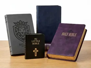 KJV Bible Gift Bundle Set – Mini Pocket Bible, Large Print Compact Bible & Lion Emblem Faux Leather Edition