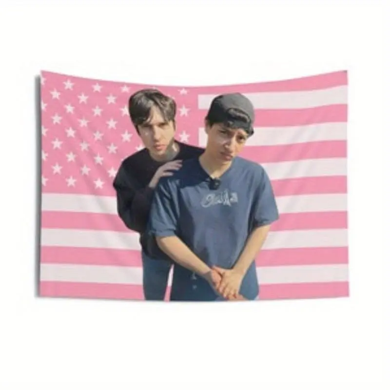 SlushyNoobz & ThatMartinKid Hamzah and Martin American Flag Tapestry Wall Art, Peach Light Beige Fabric, 60x40in Horizontal Patriotic Home Decor, Holiday-Friendly Lightweight Gift for Living Room (Size-Inclusive Design)