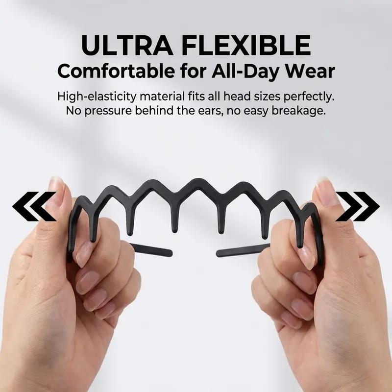 Women’s Zig Zag Headbands, 3-Pack Flexible Wavy Resin Headbands, Non Slip Fashion Hair Accessories, Tortoiseshell, Black & Milk Tea Brown