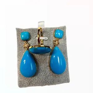 Teardrop Sleeping Beauty Turquoise Gold Earrings