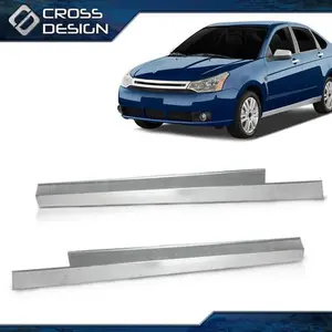 CROSSDESIGN Fit For 08-11 Ford Focus Silver Slip-on Rocker Panel 4 door Left Right Aluminum