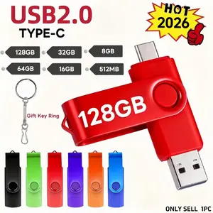 2026 Hot Selling Dual-Head High-Speed USB Flash Drive USB Memory Stick USB 2.0 Type-C Dual Interface, OTG Compatible USB Storage Flash