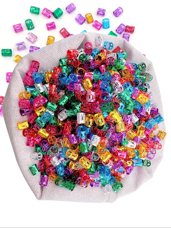 500pcs Multicolor Hair Jewelry Rings for Braids, Dreadlocks Beads, Colorful Aluminum Ring, Adjustable Metal Cuffs for Women and Girls