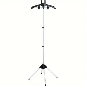 1pc Foldable Steaming Clothes Rack - Space-Saving Handheld Steaming Bracket for Effortless Closet Organization - Durable & Portable, Perfect for Bedroom, Bathroom, or Office Use Laundry Aluminium Black