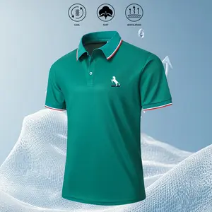 Summer lapel men's short-sleeved polo shirt solid color printed multi-color polo shirt casual sportswear men's top